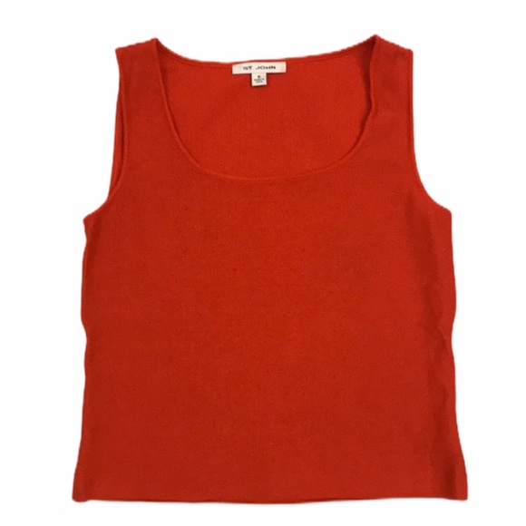 St. John Knit Red Sleeveless Tank Sweater Top - Picture 1 of 6